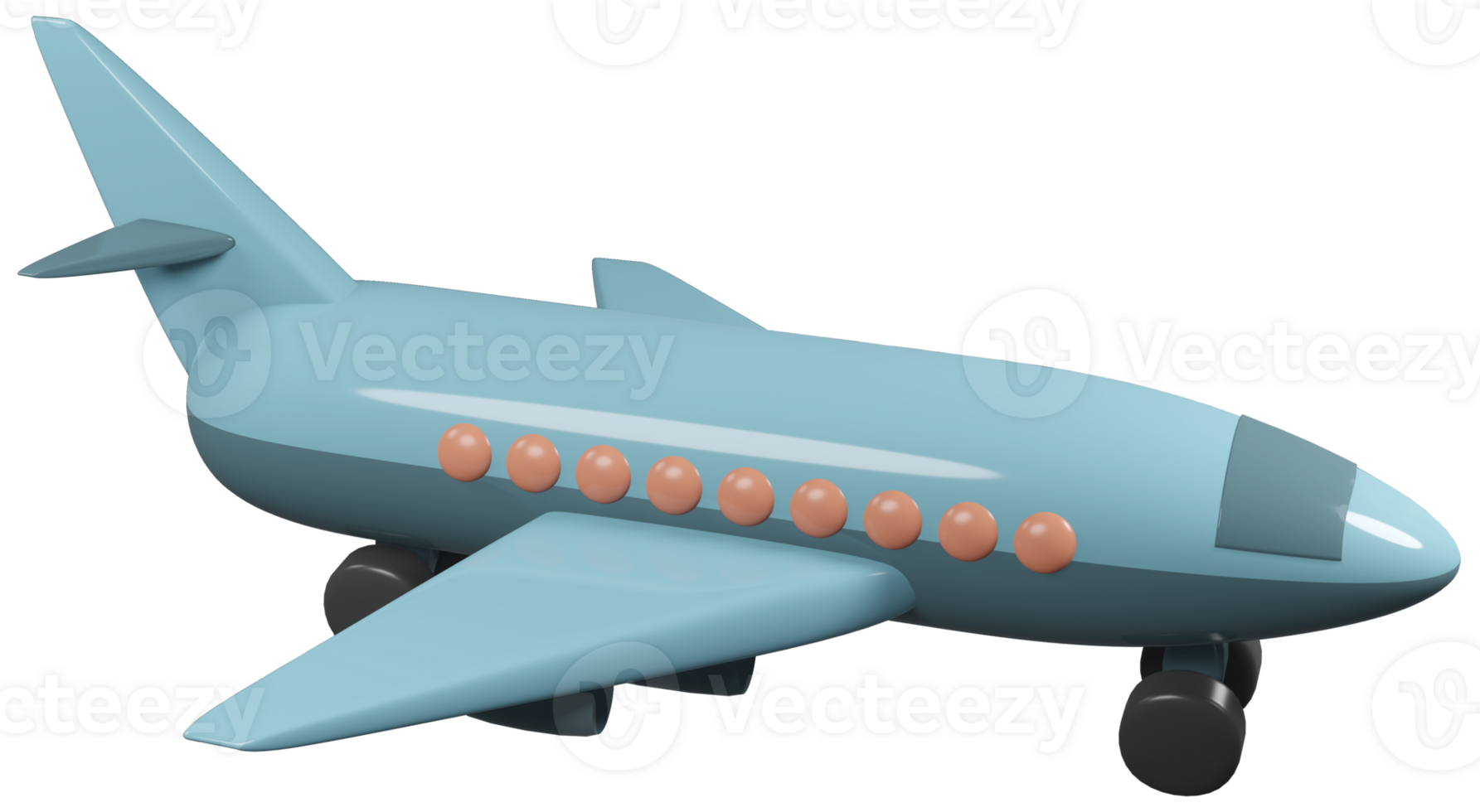 3D model of an airplane children's toy on transparent background png