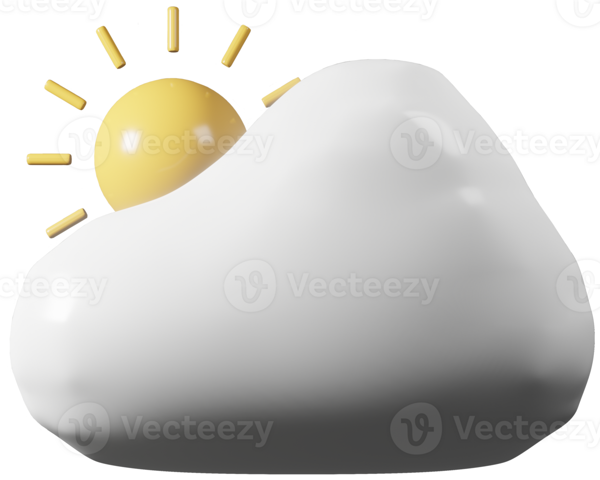 3d illustratie geven van natuur icoon zon achter de wolken png