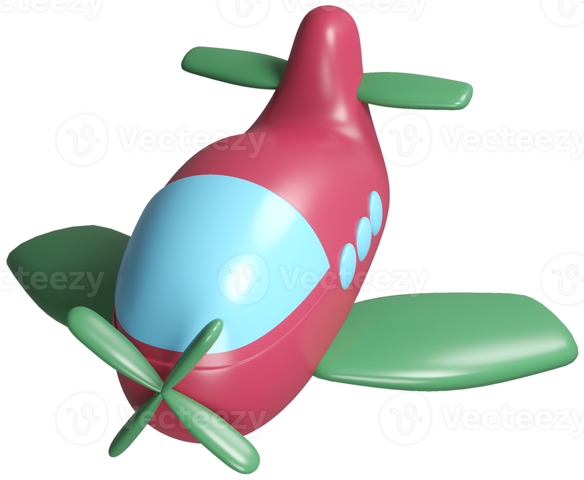 3D model of an airplane children's toy on transparent background png