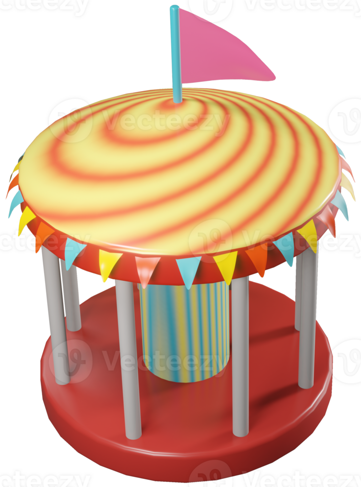 3D model carousel plastic children's toy on transparent background png