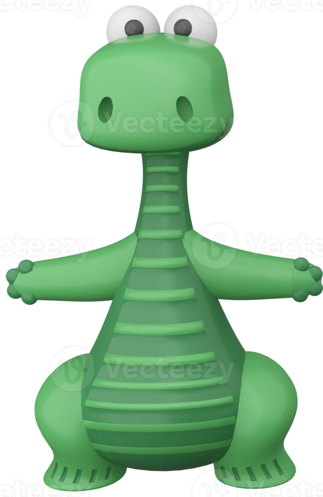 3d illustration rendre vert stylisé dinosaure personnage garçon sur transparent Contexte png