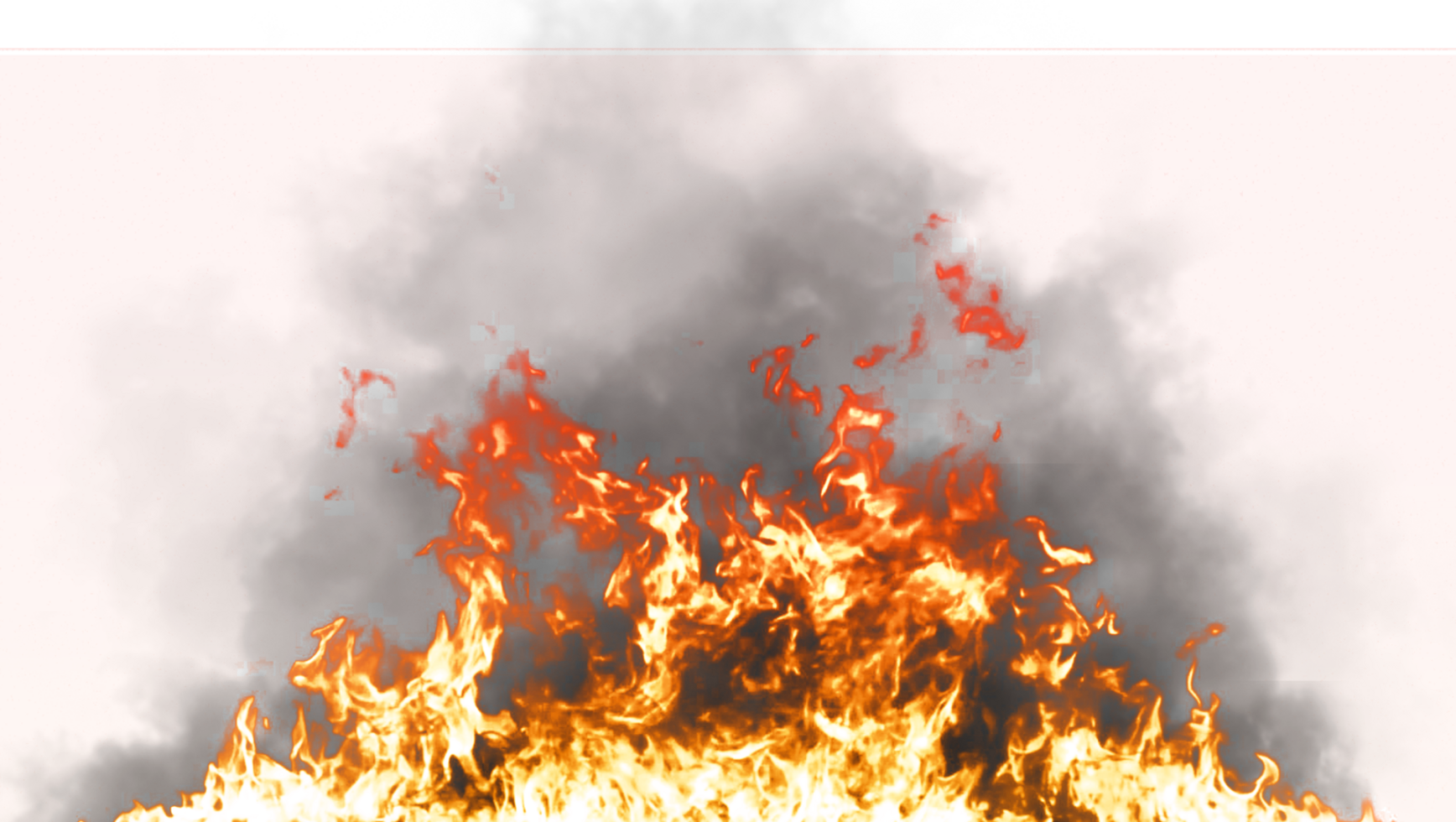 A realistic burning fire with sparks effect and black smoke on