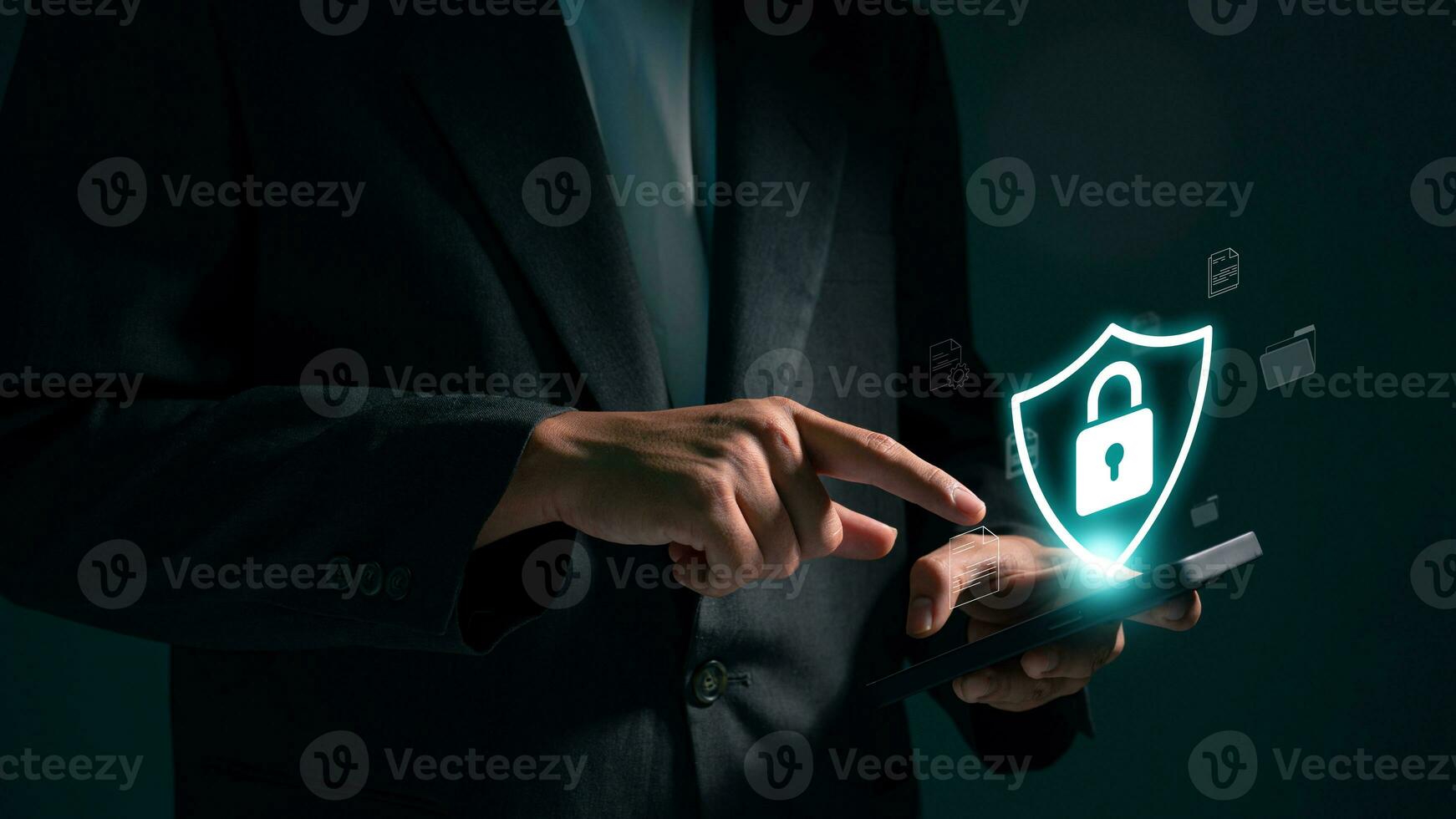 Online Security and Privacy Shield, Safeguarding Financial Transactions and Personal Information. Defending Business and Personal Data from Cyber Threats,  Shielding Technology Concept. photo