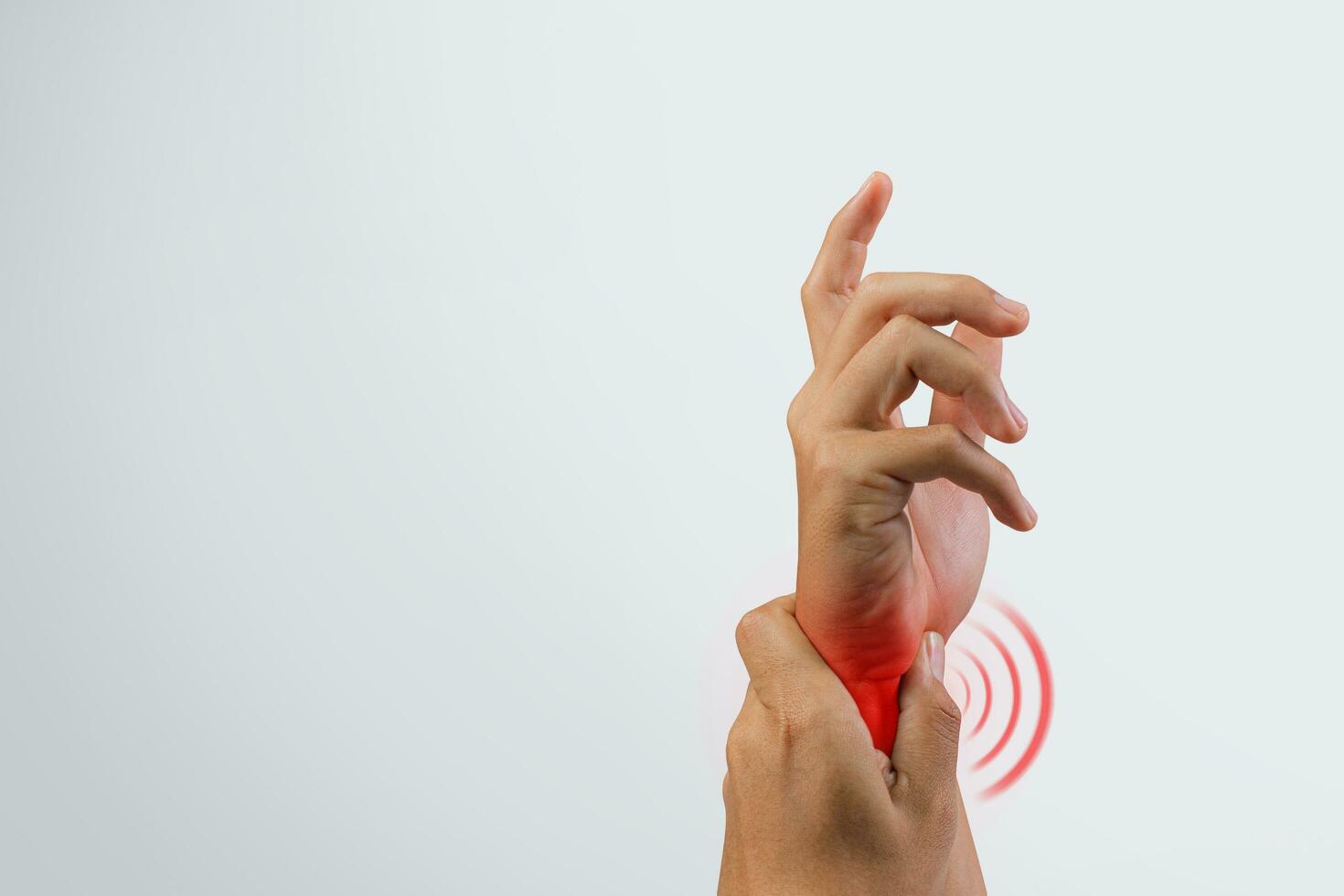 Healthcare Concept for Medical Symptom. Numbness and Pain in Fingertips, Medical Condition in a Man's Hand on White Background. photo