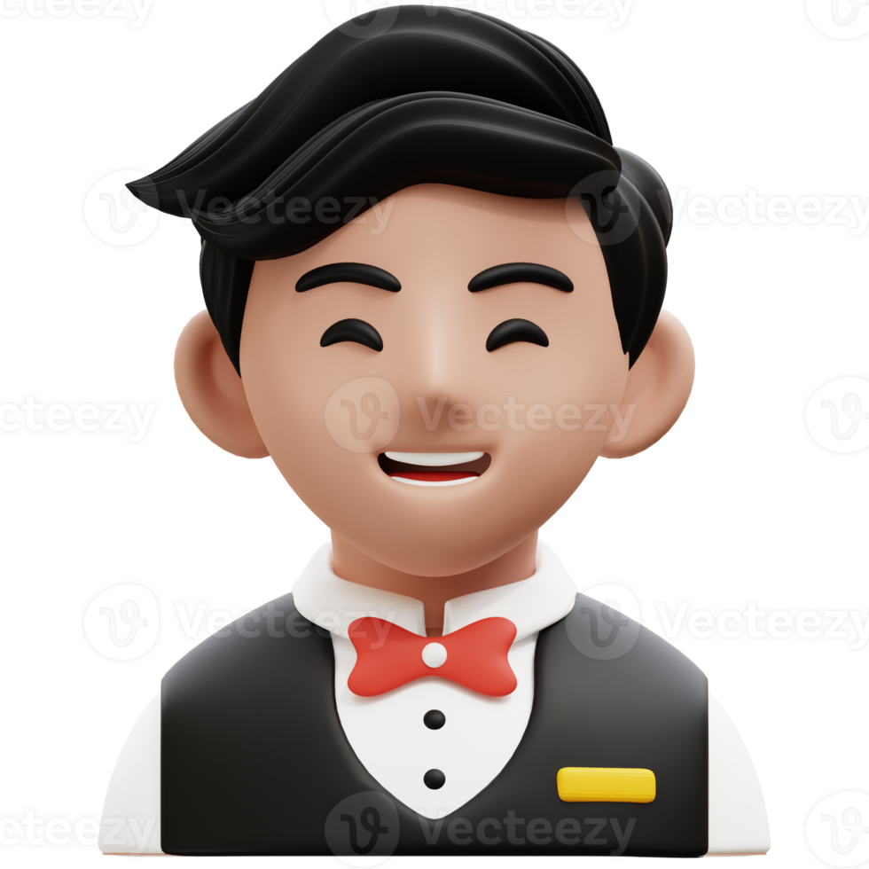 Waiter 3D Profession Avatars Illustrations png