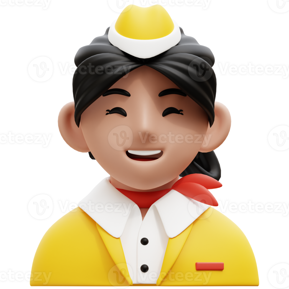 Flight Attendant 3D Profession Avatars Illustrations png