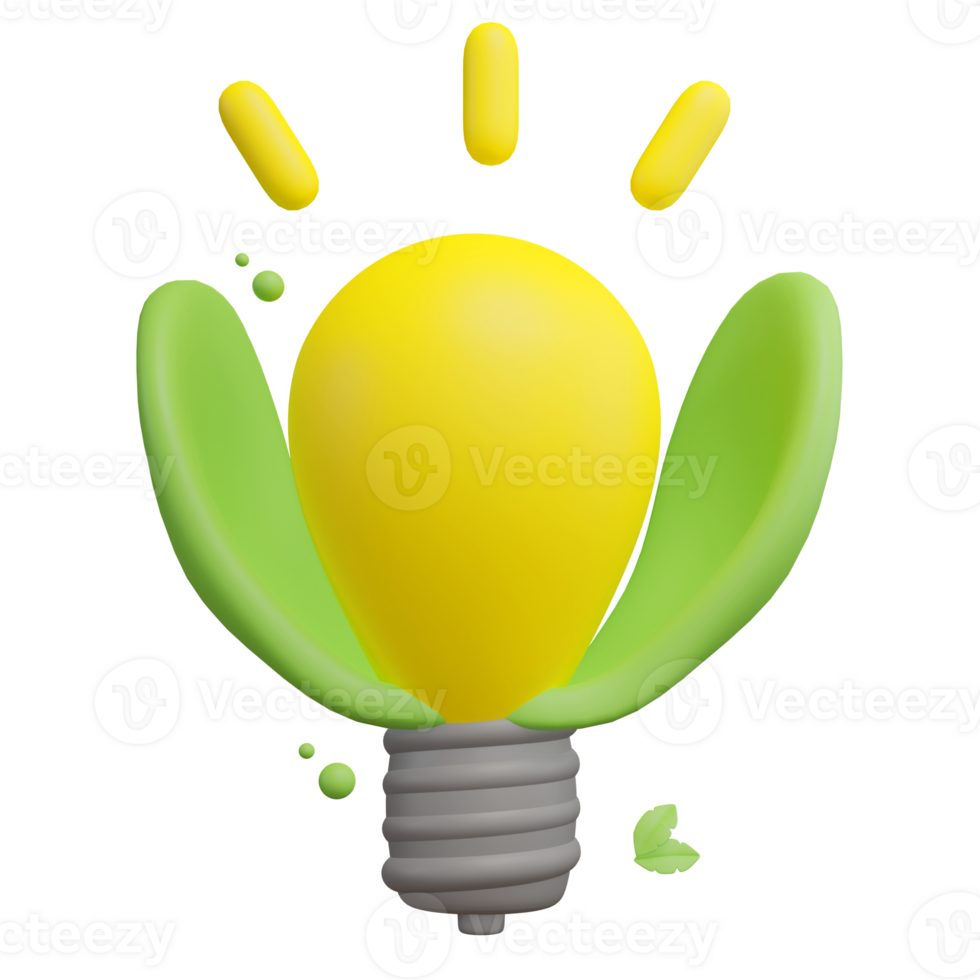 Energy saving lamp light bulb 3d green energy icon png