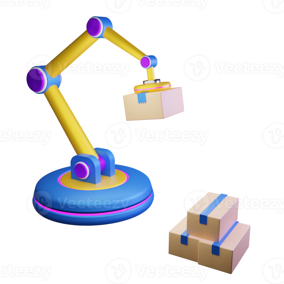 Automation production industry with 3d render AI robot illustration png