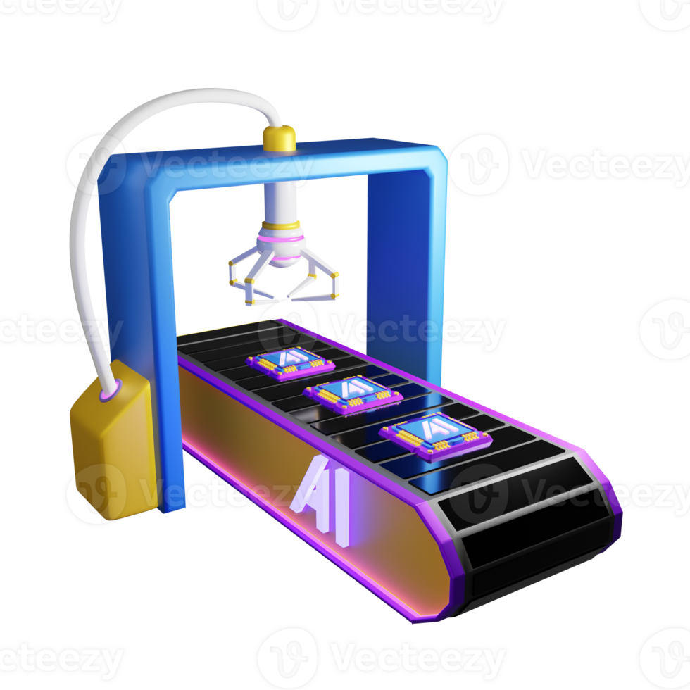 Automation industry with 3d render AI robot illustration png