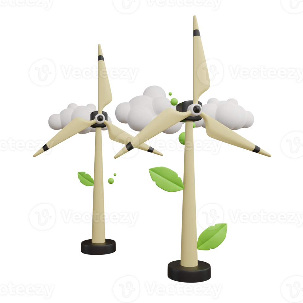 Wind turbine renewable energy 3d green energy icon png
