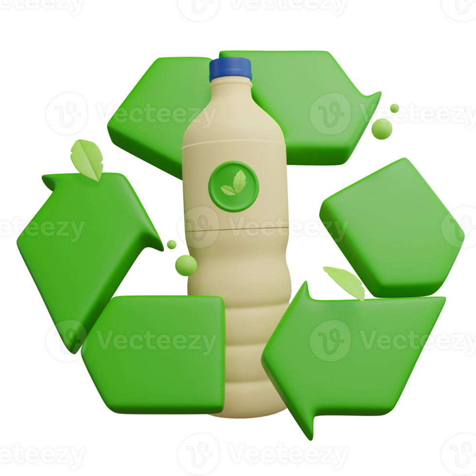 Reusable plastic bottle 3d green energy icon png