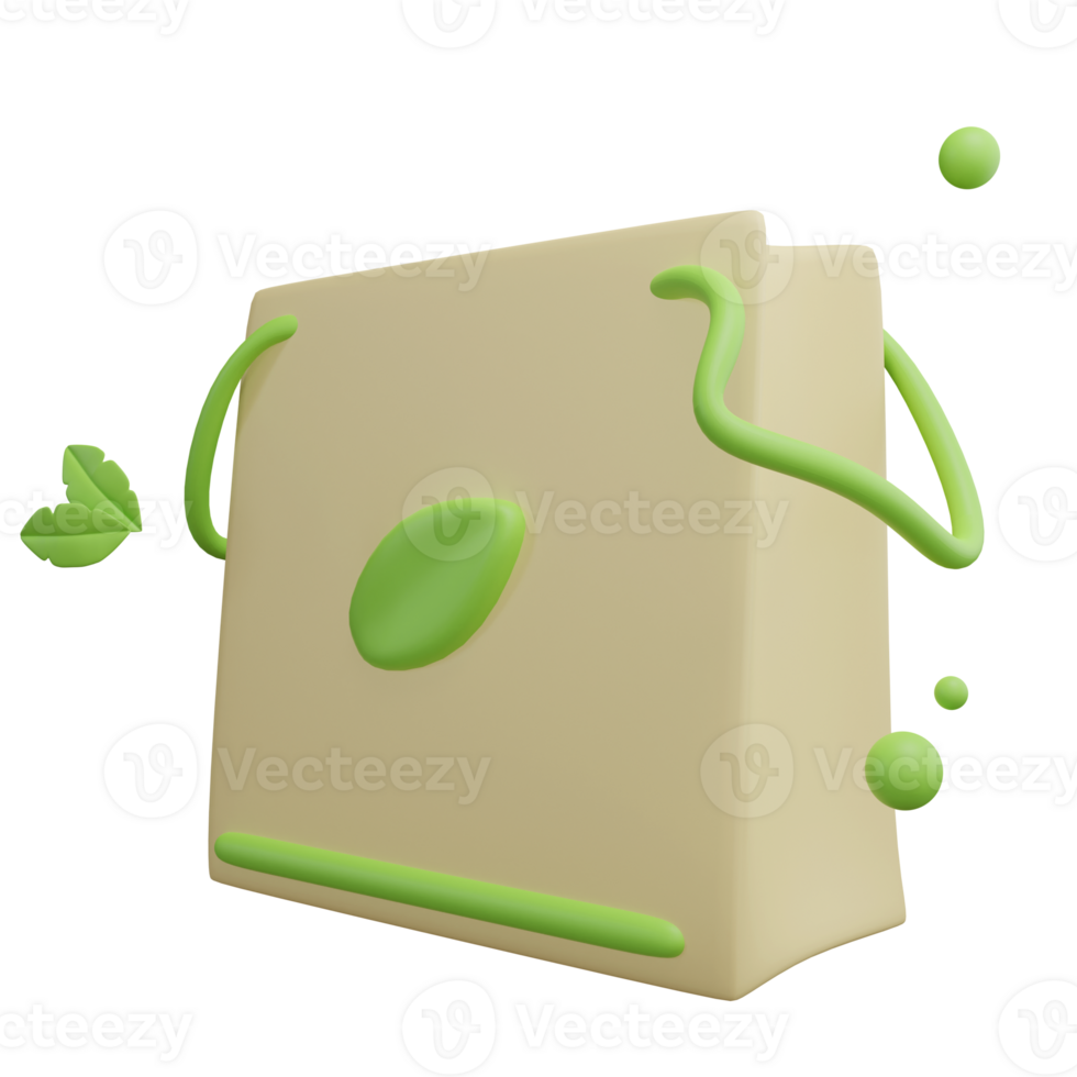 Eco shopping bag 3d green energy icon png