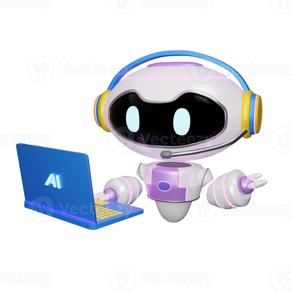 virtuale assistente con 3d rendere ai robot illustrazione png