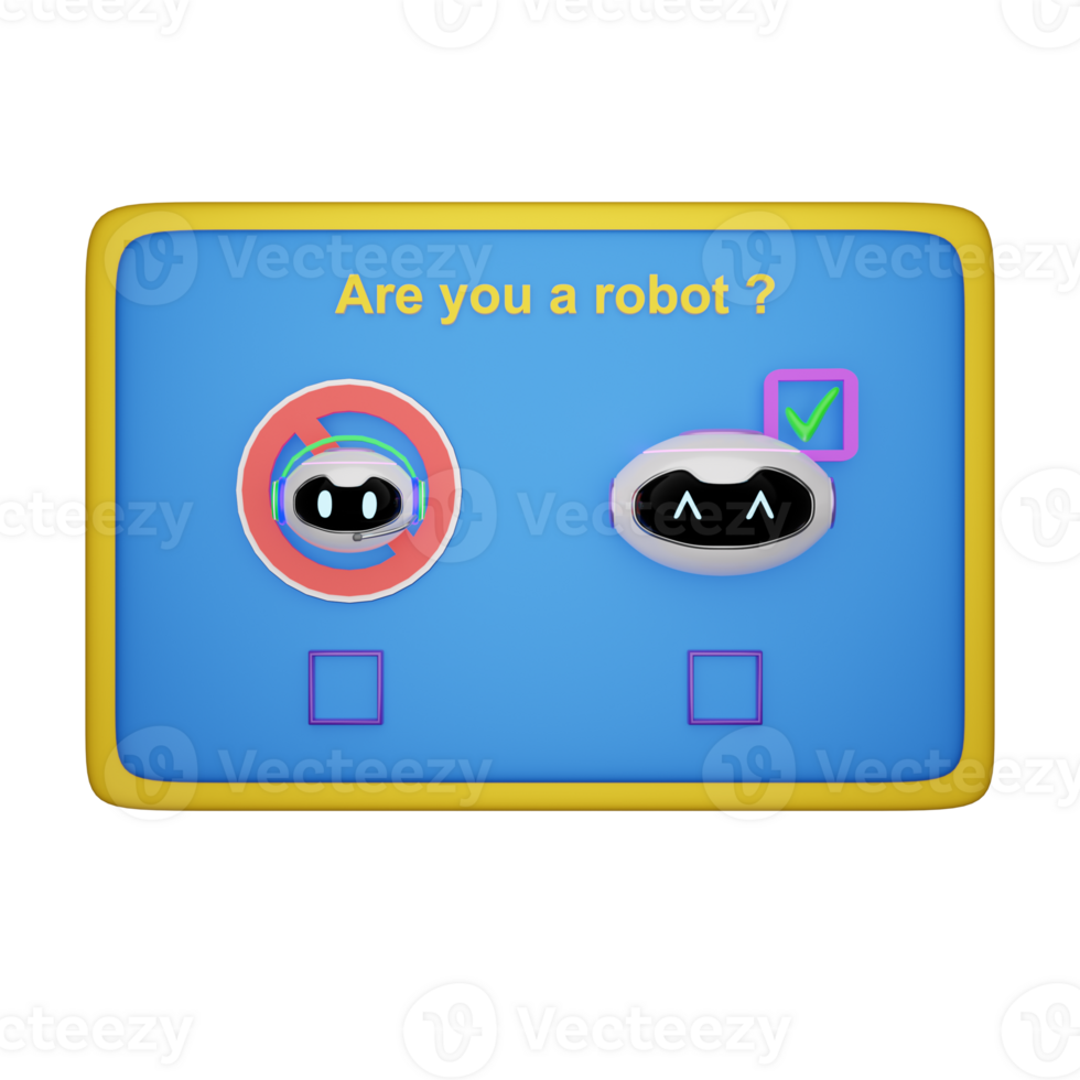 Robot verification page with 3d render AI robot illustration 26797686 PNG