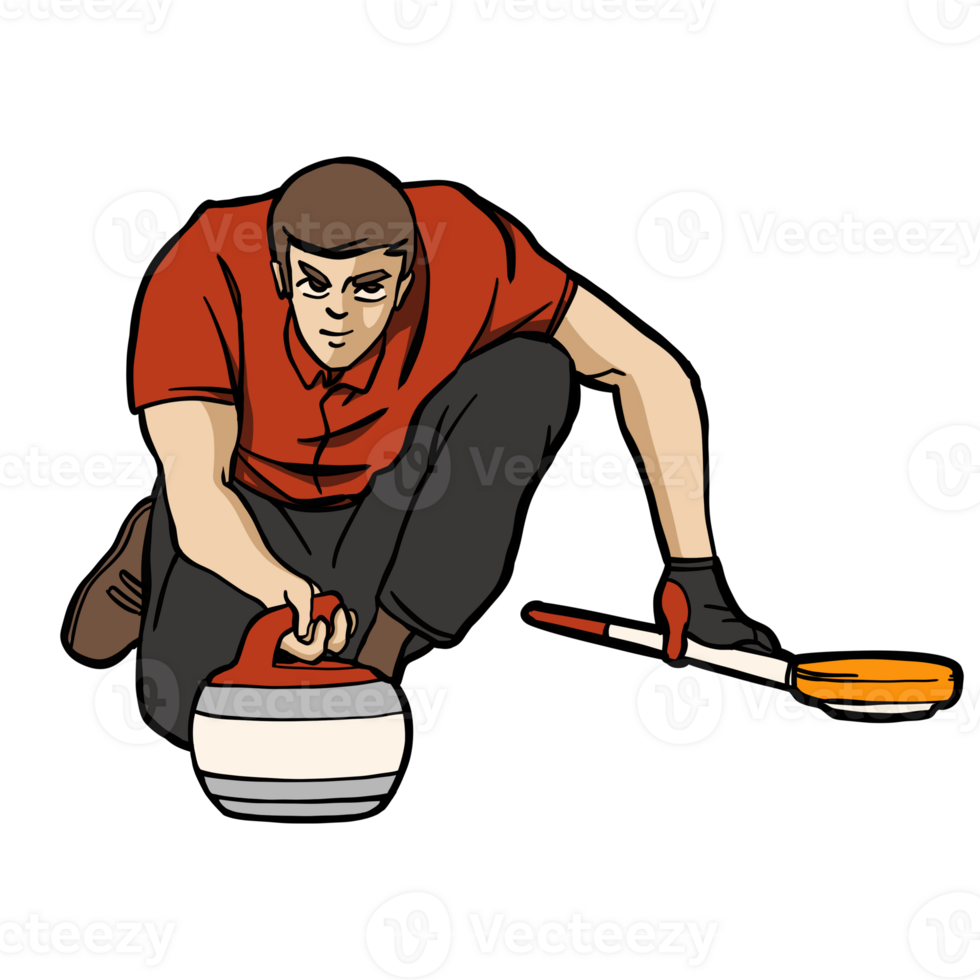 Curling sport player winter png