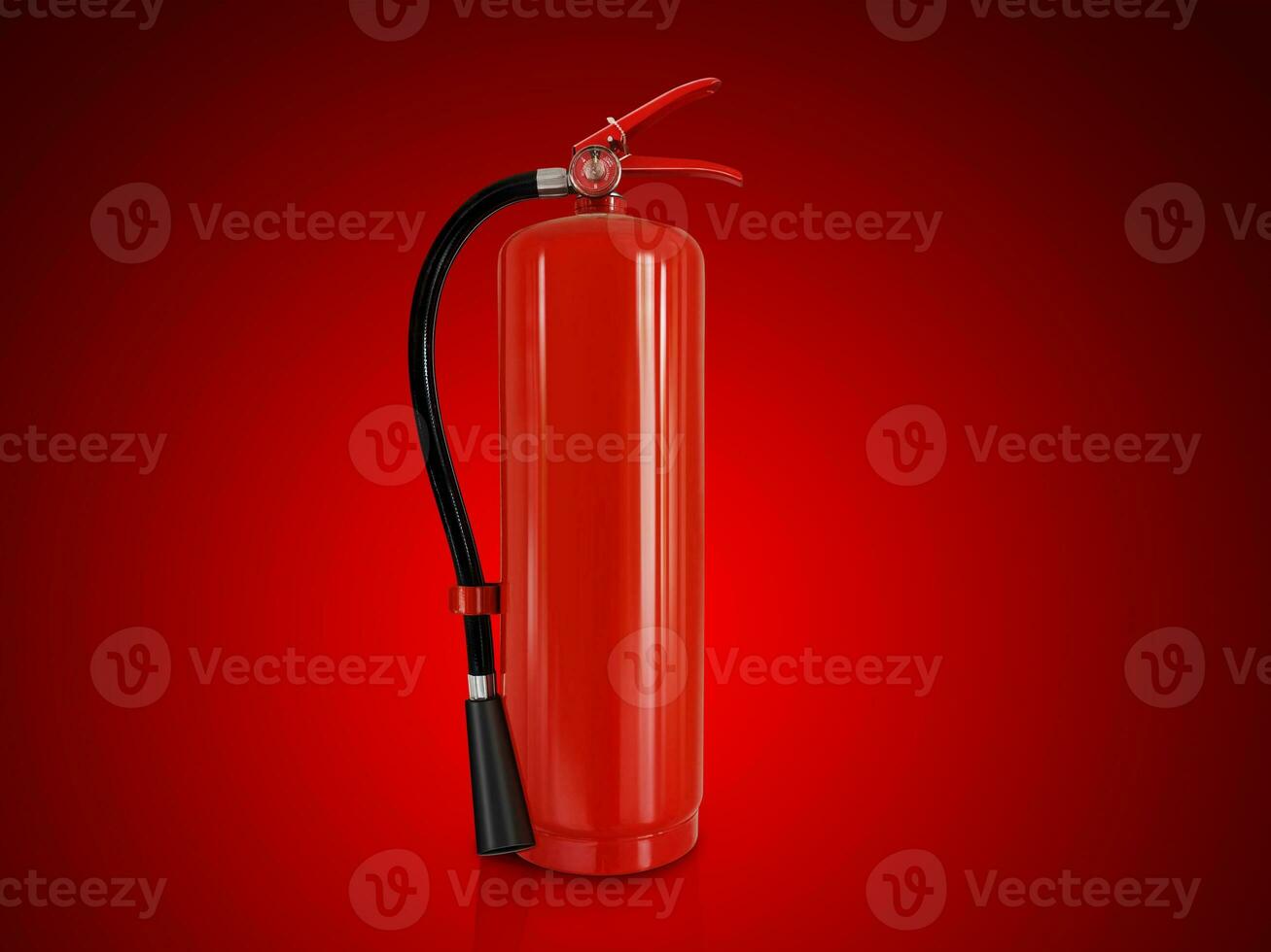 fire extinguisher on red background photo