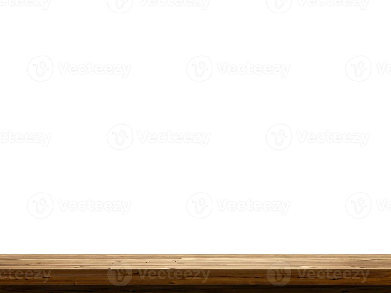 empty wooden table front view isolated on white background photo