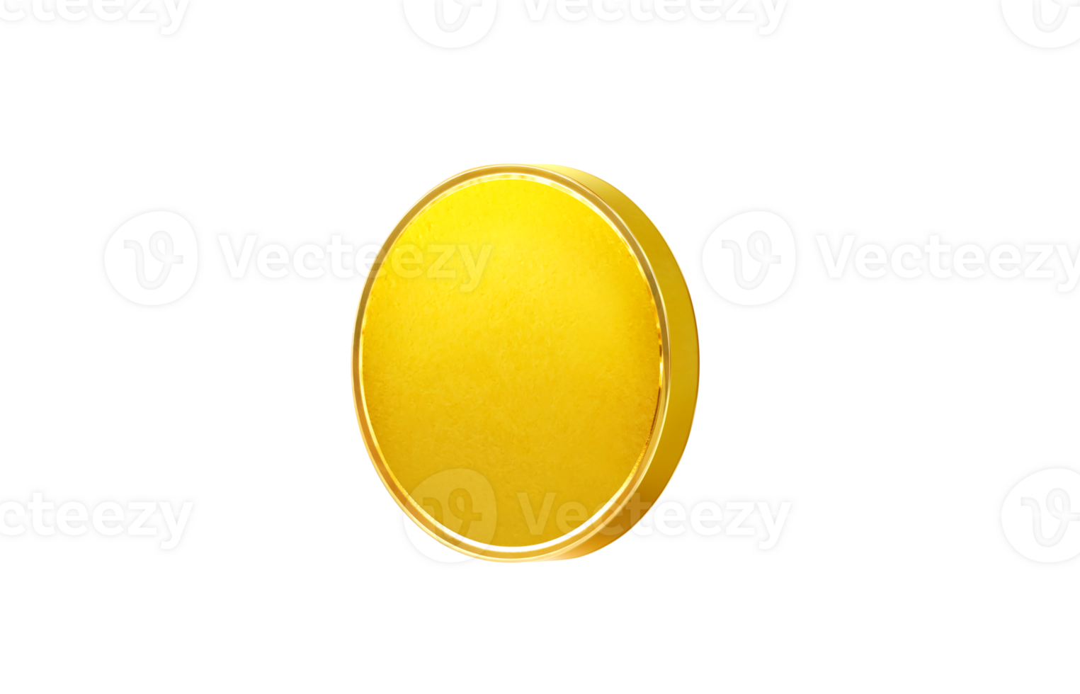 Blank template for gold coin or medal with metal texture PNG transparent