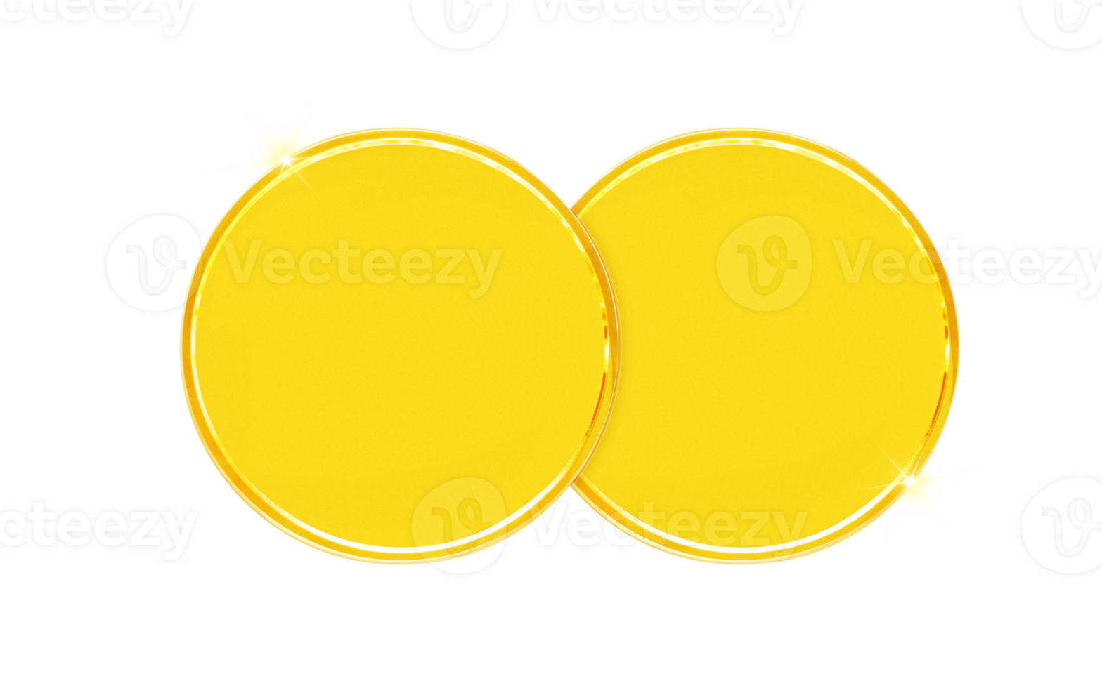 Blank template for gold coin or medal with metal texture PNG transparent