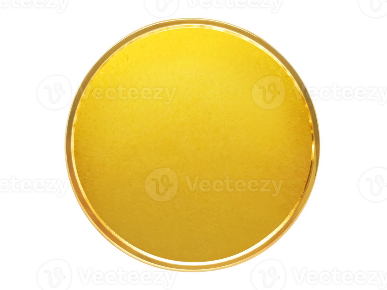 Blank template for gold coin or medal with metal texture PNG transparent