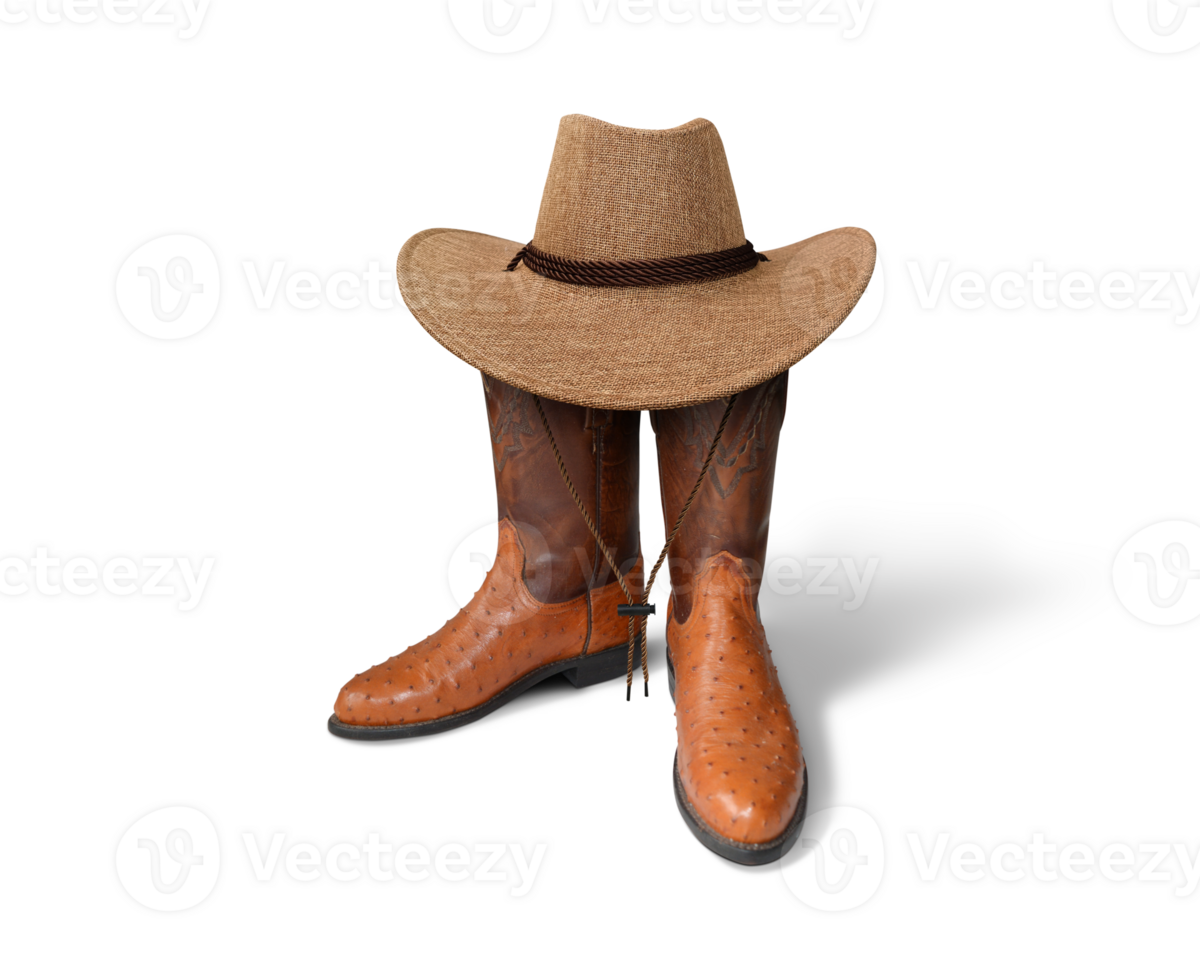 Cowboy boots and hat isolated PNG transparent