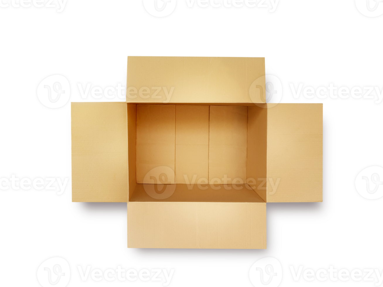 Empty cardboard box top view PNG transparent