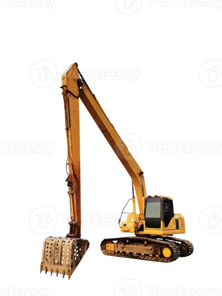 Excavator digging in construction site isolated   PNG transparent