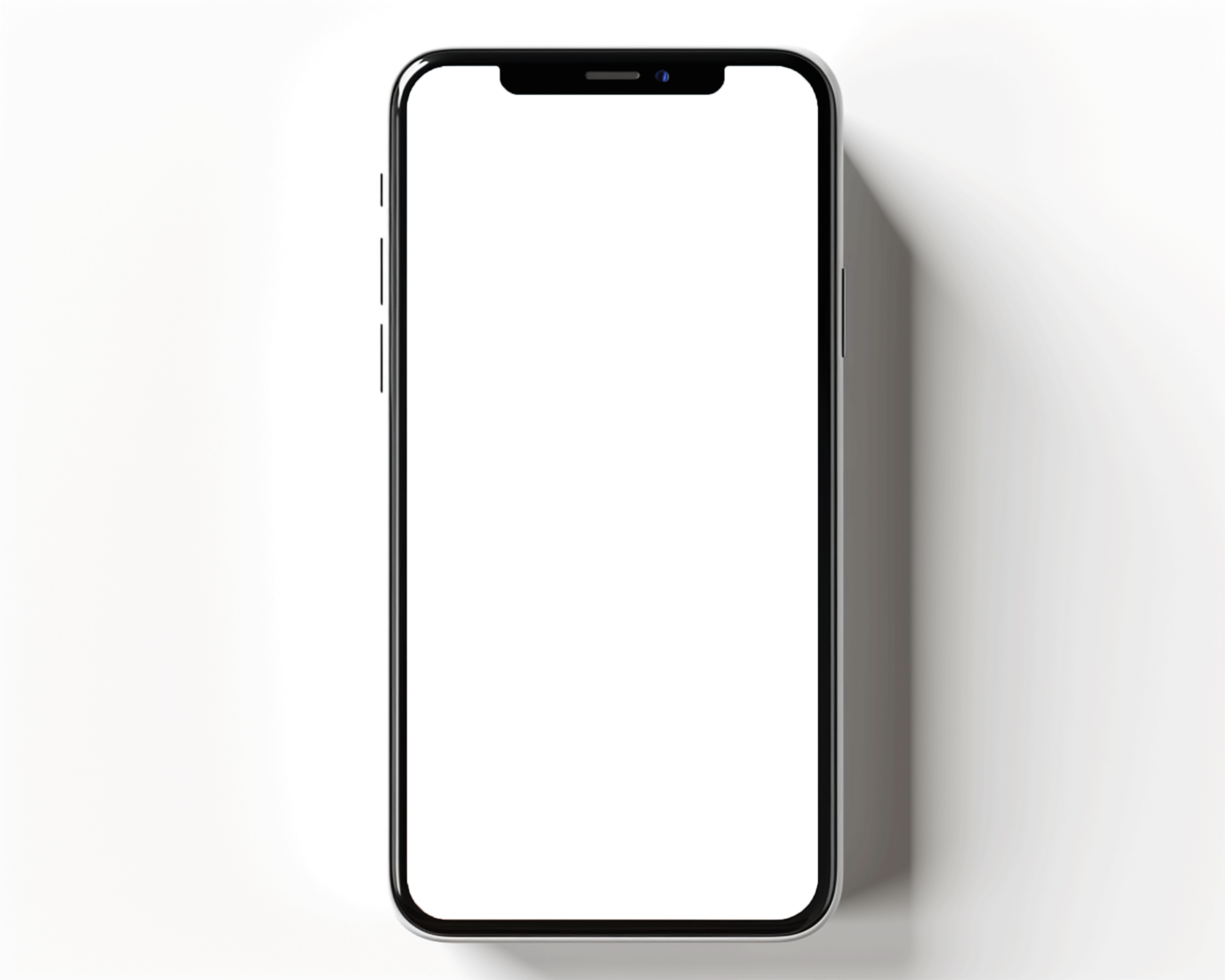 smartphone attrapp med tom skärm isolerat på vit bakgrund. ai genererad png