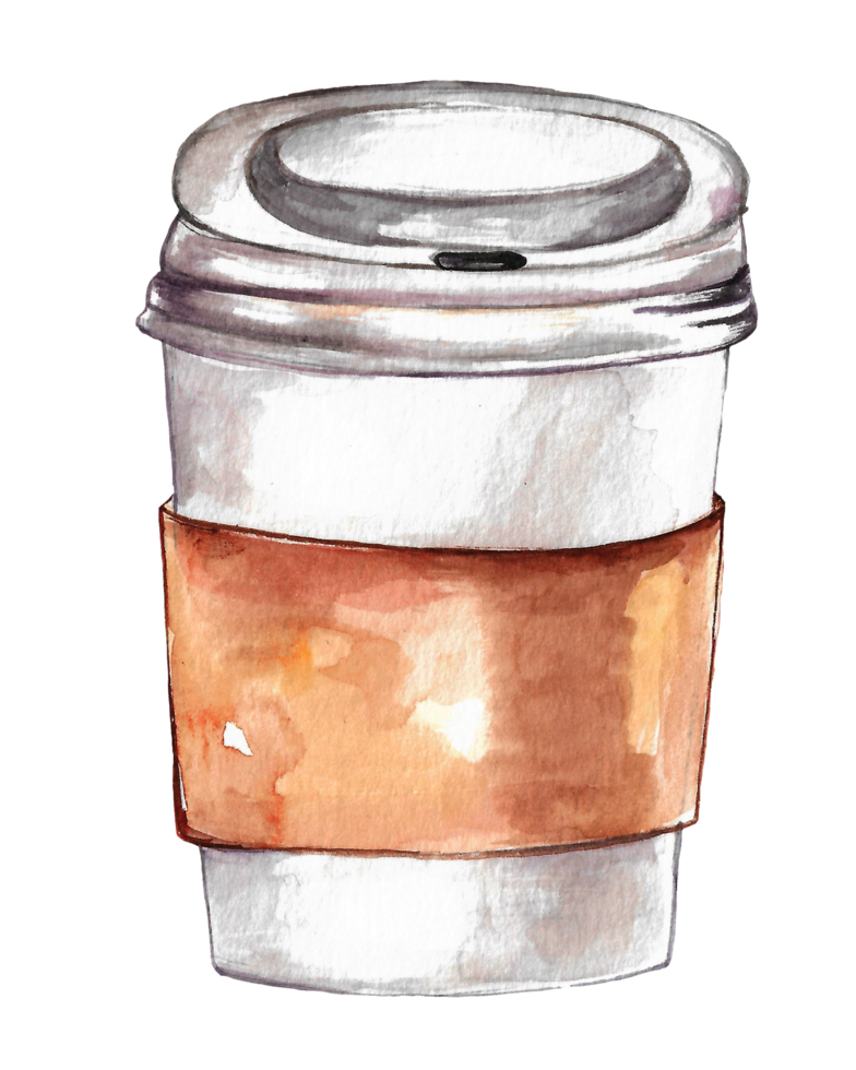 Watercolor coffee making equipment, coffee mug png