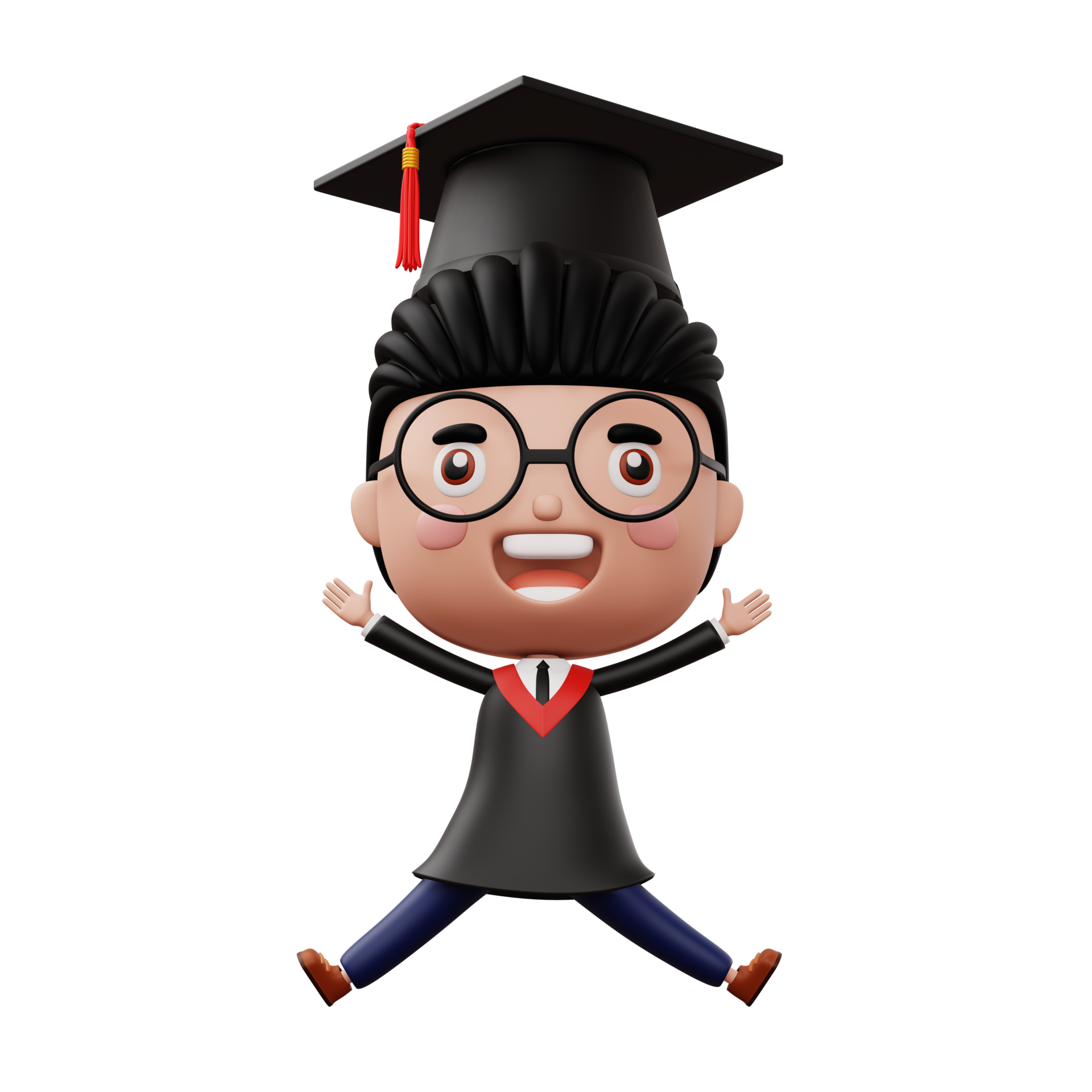 Happy graduation child, kid celebrating graduation, 3d rendering