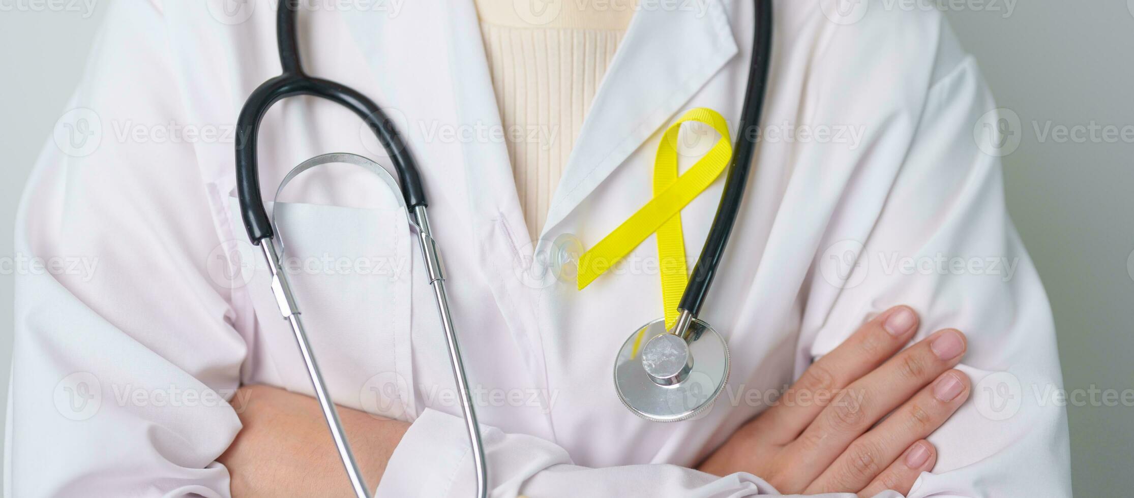 Yellow September, Suicide prevention day, Childhood, Sarcoma, bone and bladder cancer Awareness month, Yellow Ribbon for supporting people life and illness. Healthcare and World cancer day concept photo