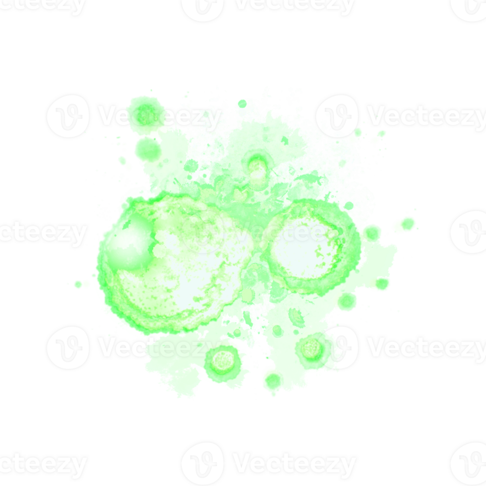 Abstract green watercolor liquid ink splashes hand drawn png