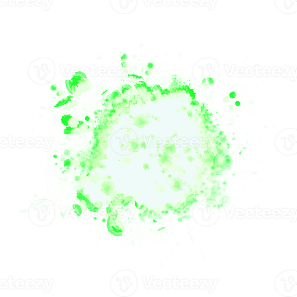 Abstract green watercolor liquid ink splashes hand drawn png