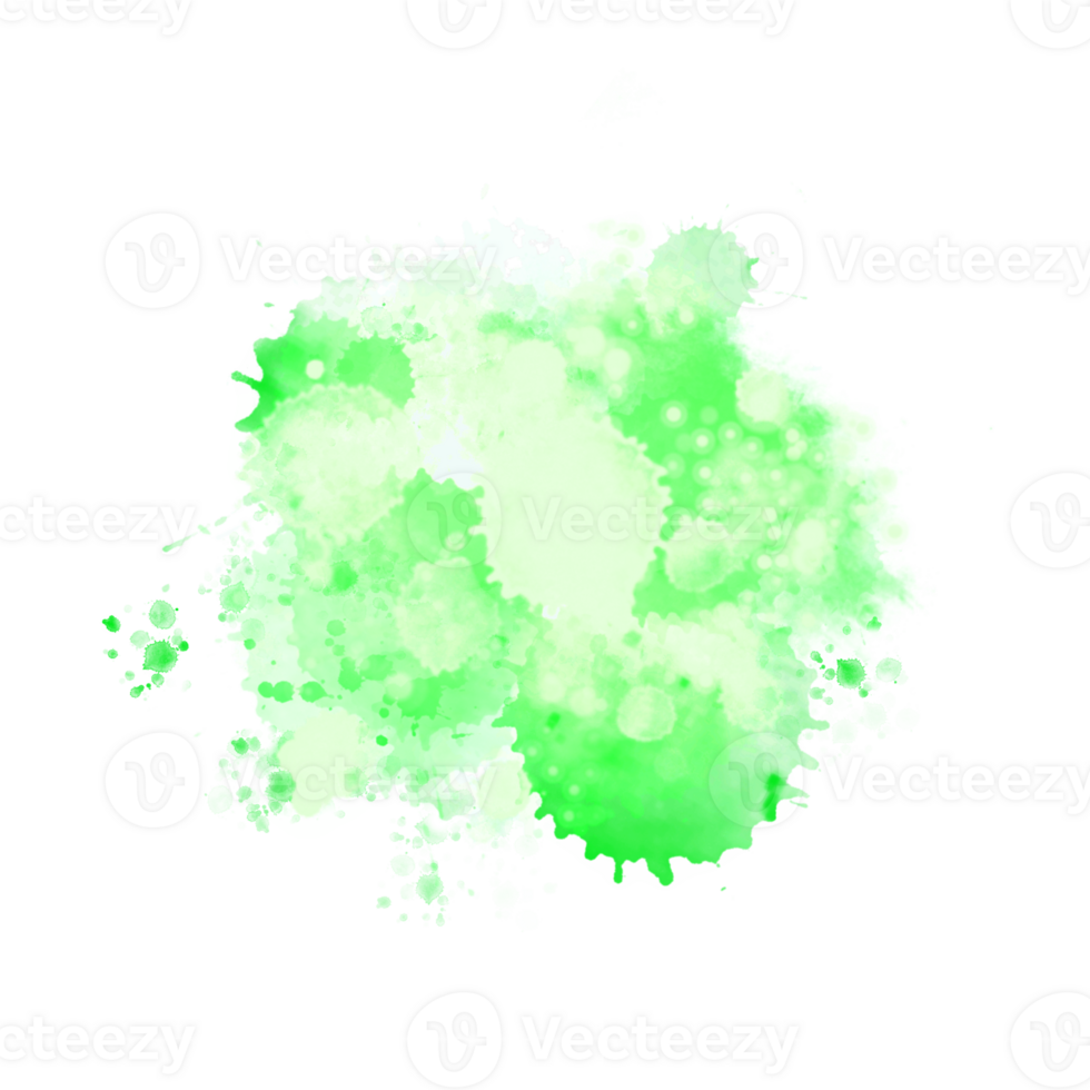 Abstract green watercolor liquid ink splashes hand drawn png