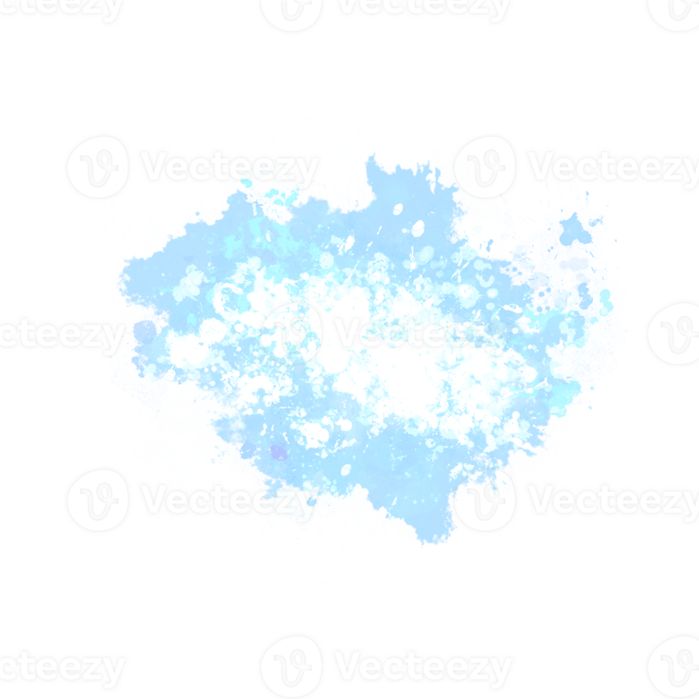 Abstract sky blue watercolor liquid ink splashes hand drawn png