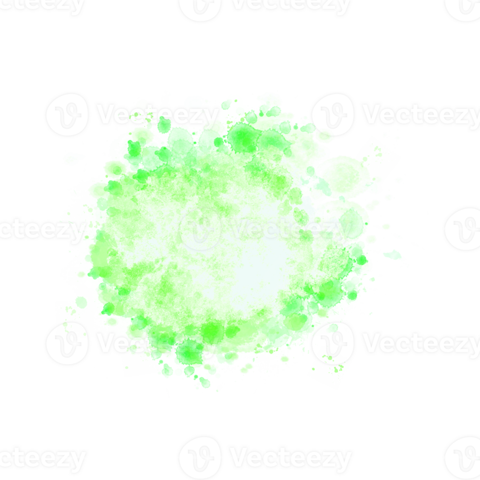 Abstract green watercolor liquid ink splashes hand drawn png
