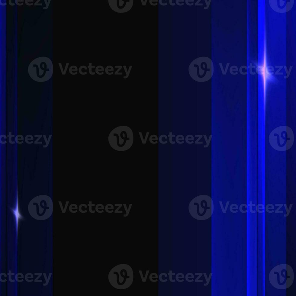 Blue flares and light lines on black abstract background photo