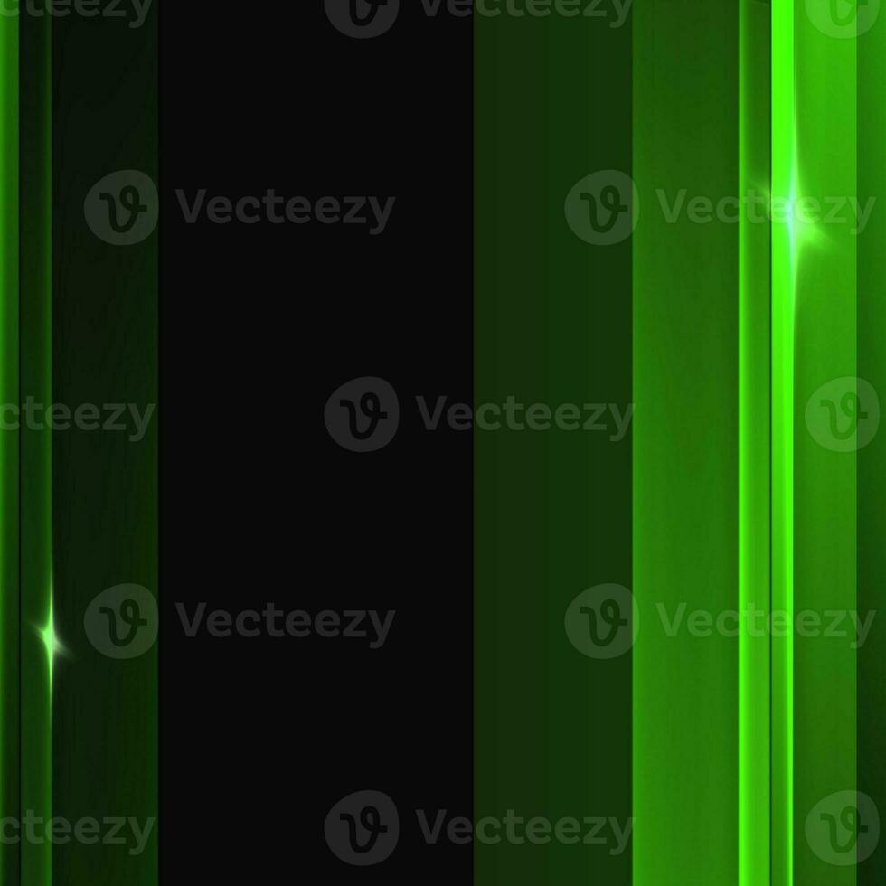 Green flares and light lines on black abstract background photo