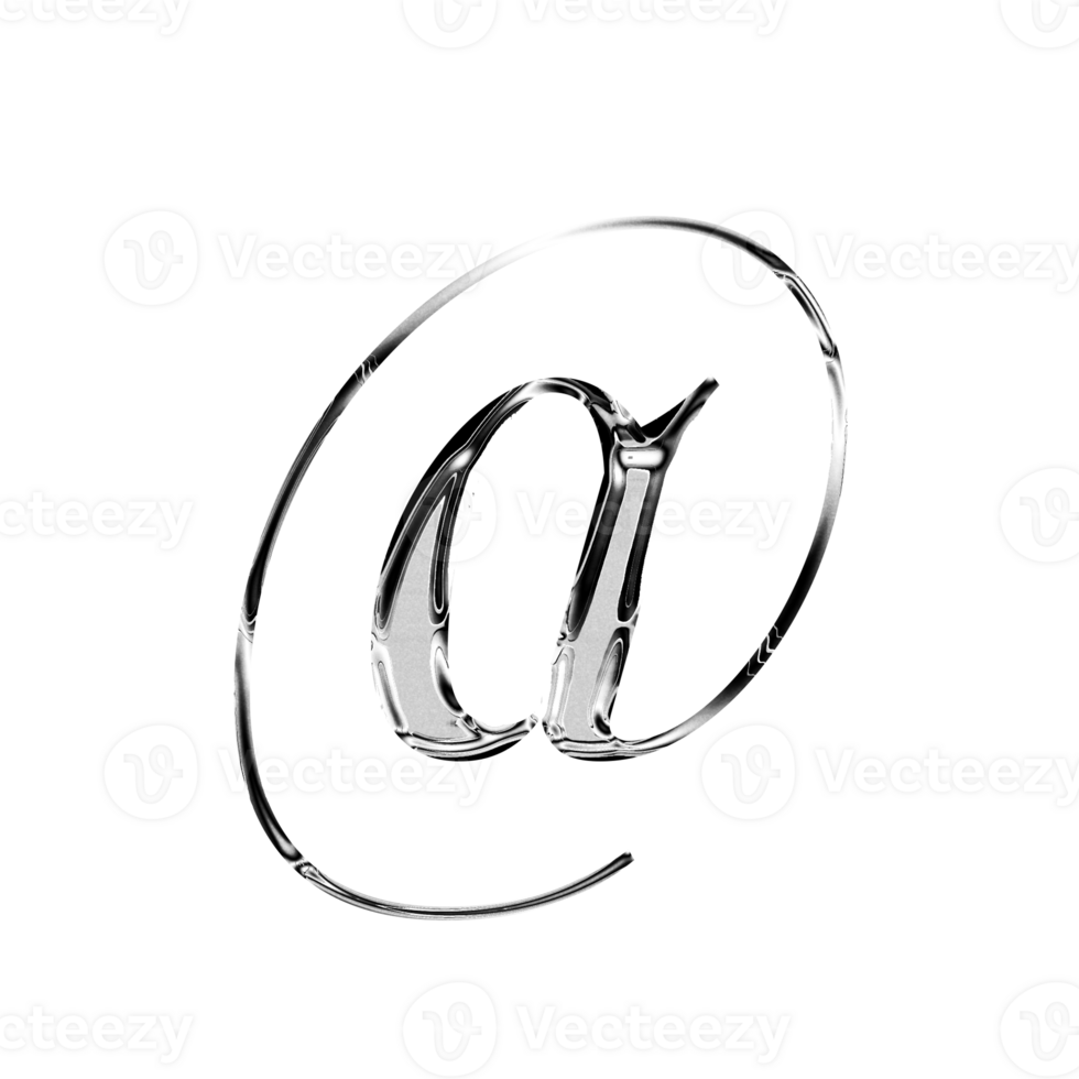At sign silver metallic luxury chrome alphabet font 26799110 PNG