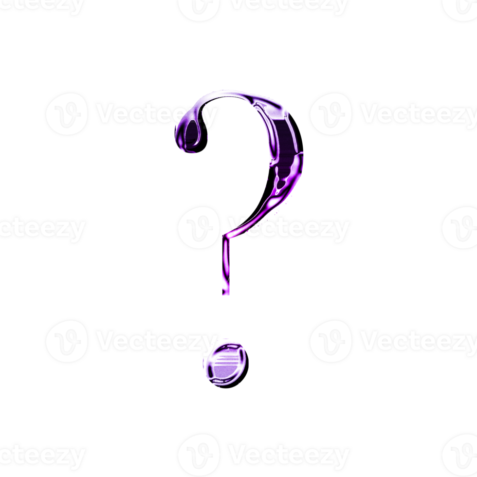 question mark purple metallic luxury chrome alphabet font png