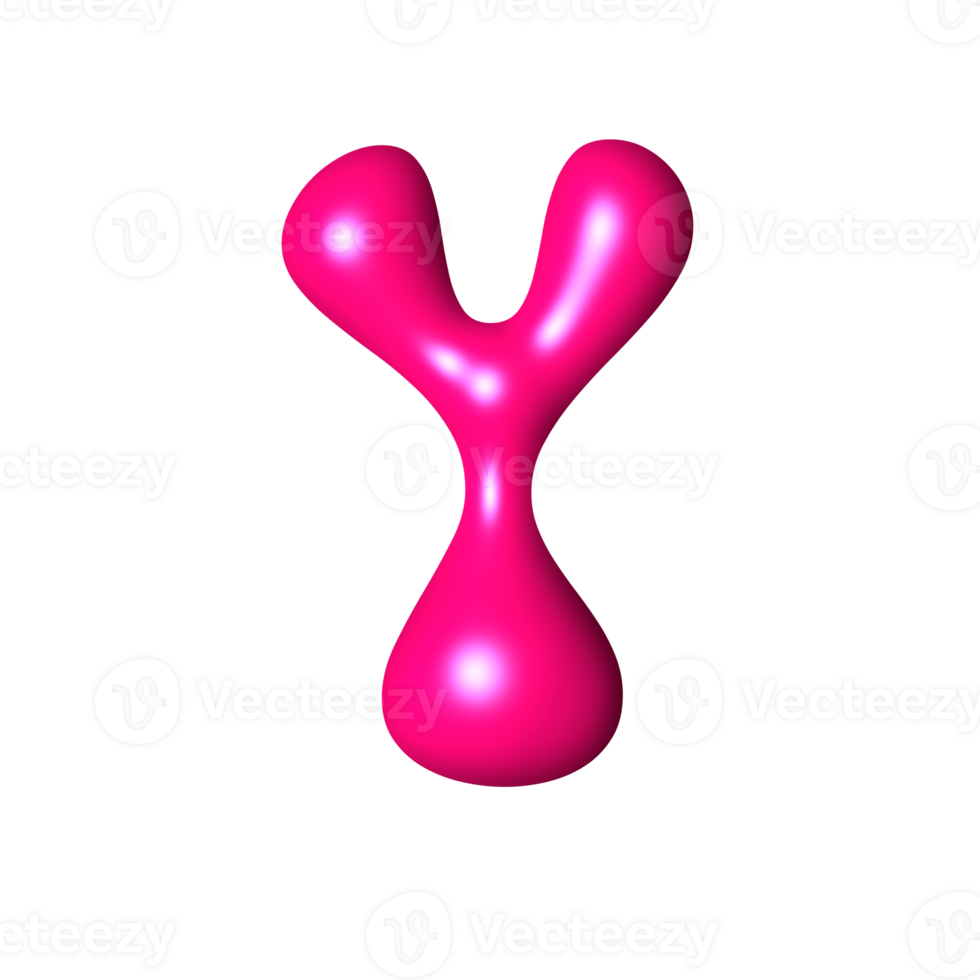 Y liquid pink 3D alphabet y2k style png