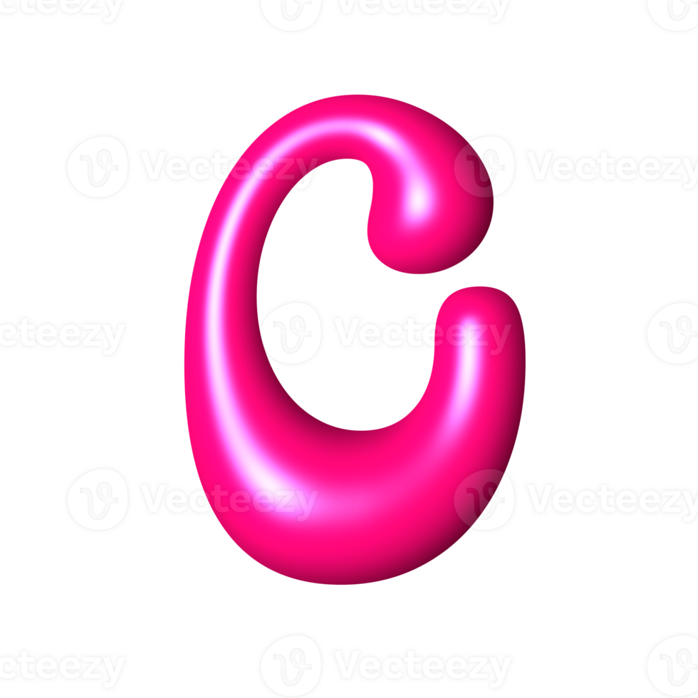 C liquid pink 3D alphabet y2k style png