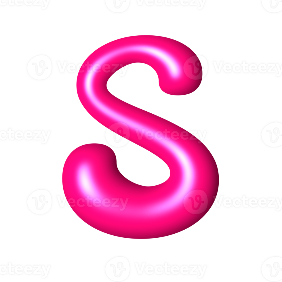 S liquid pink 3D alphabet y2k style png