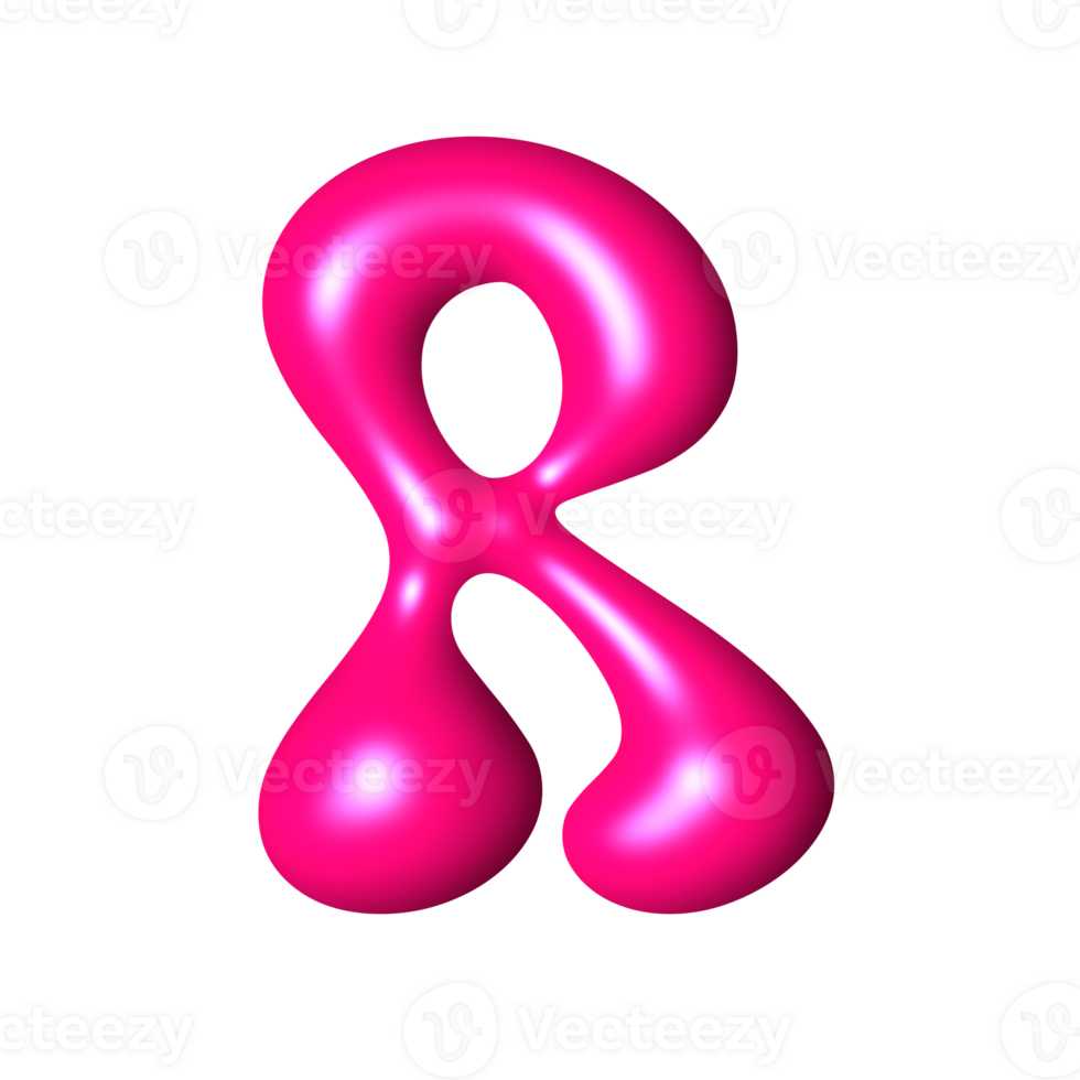 R liquid pink 3D alphabet y2k style png