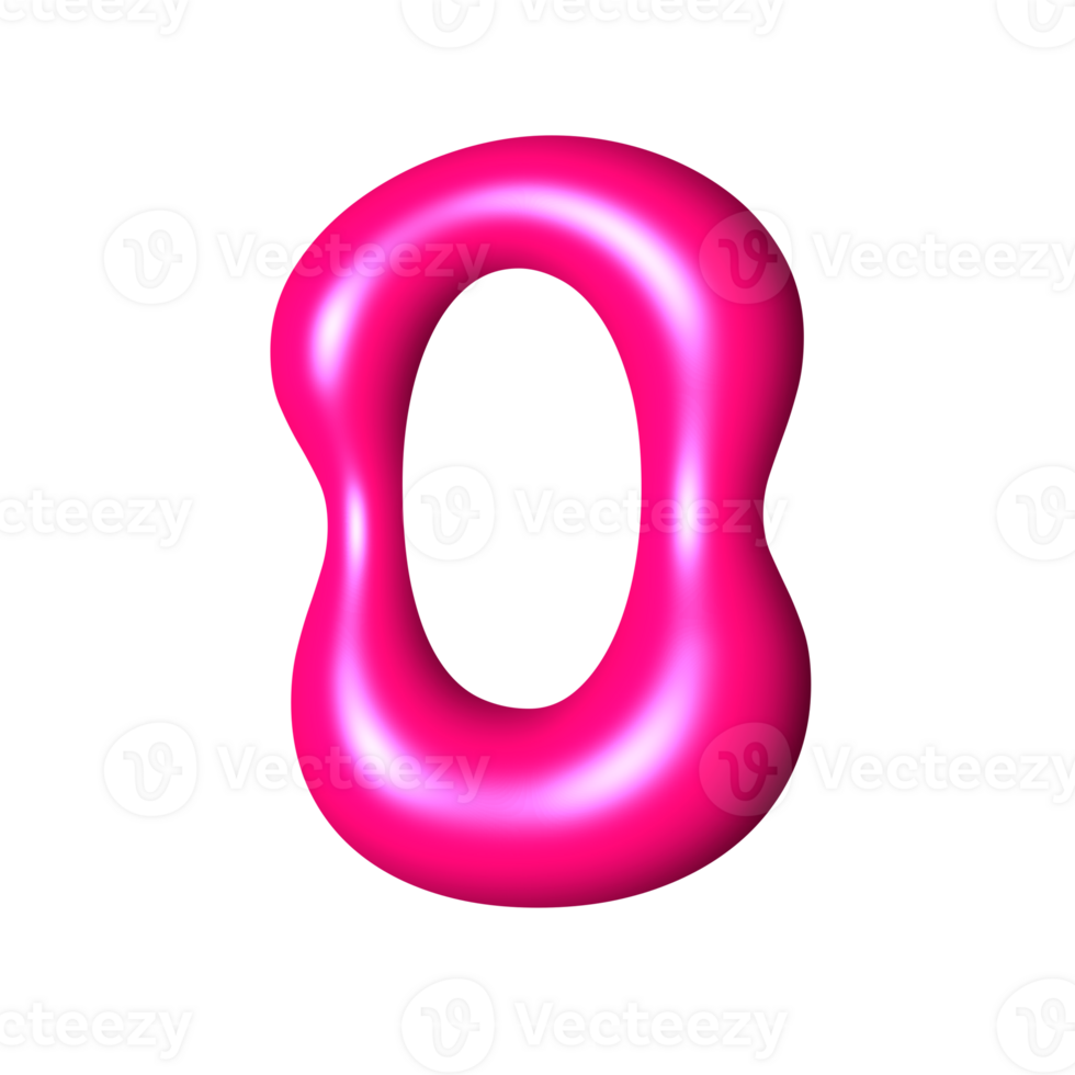 O liquid pink 3D alphabet y2k style png