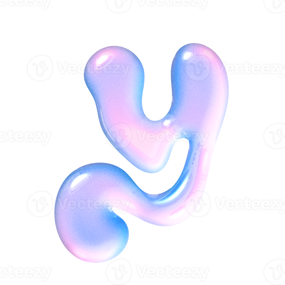 Y alphabet with y2k liquid pastel hologram chrome effect png