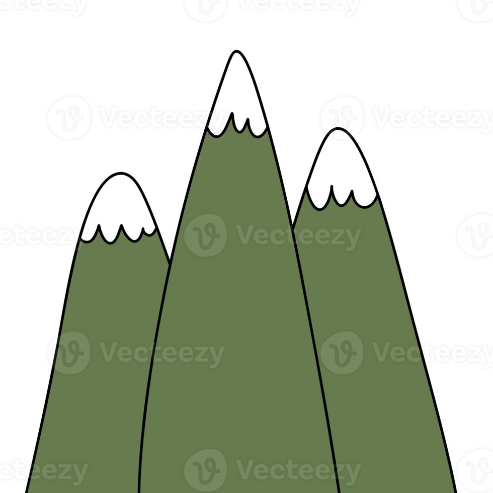 Drawing of mountain isolated on transparent background for usage as an illustration, nature decoration and springtime concept png
