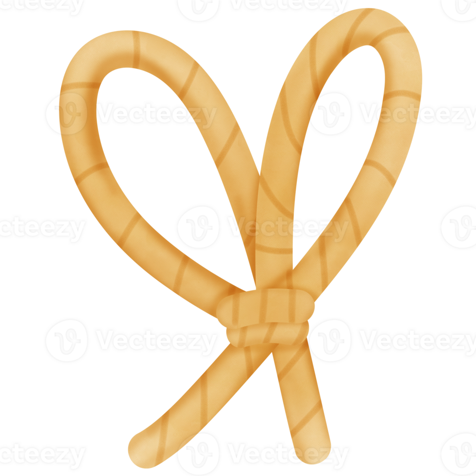 Drawing of brown rope isolated on transparent background for usage as an illustration and a decorative element png
