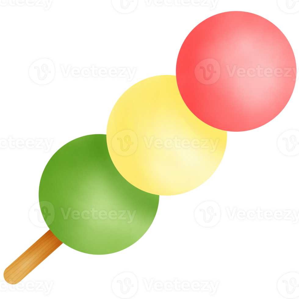 Drawing of dango isolated on transparent background for usage as an illustration, food and snack concept png