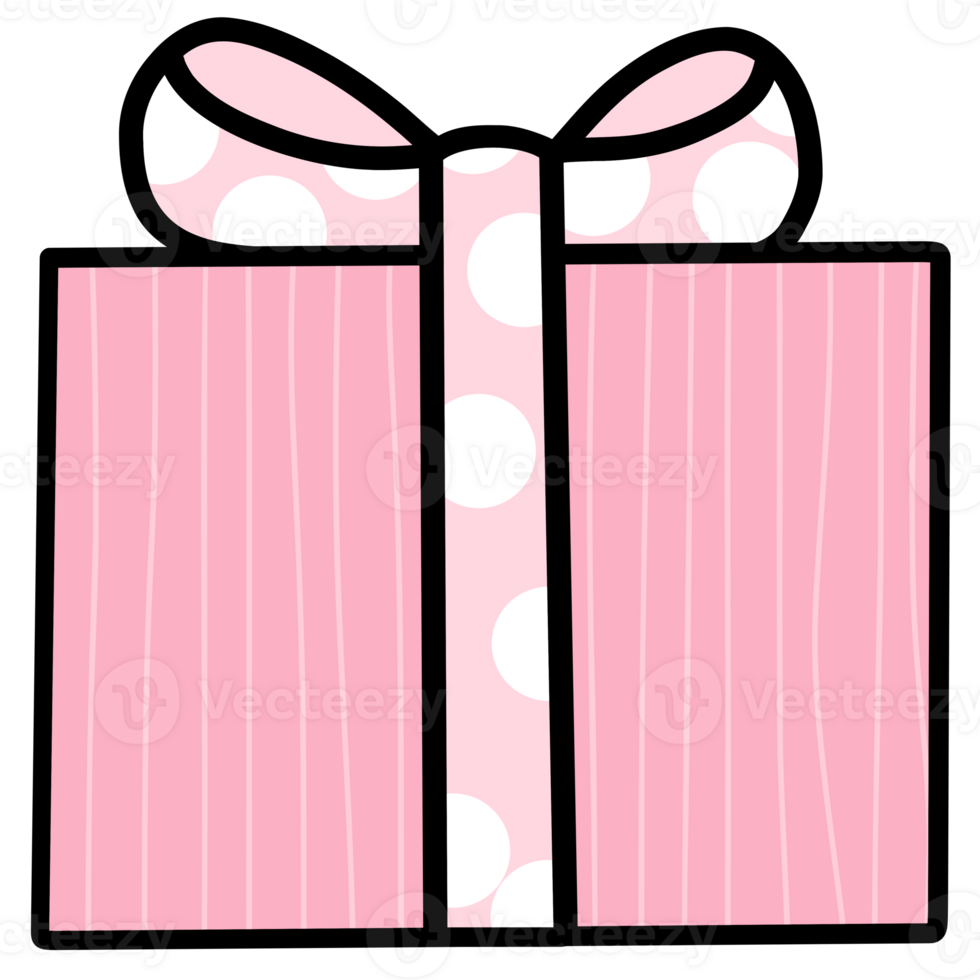 Drawing of pink gift box isolated on transparent background for usage as an illustration and an item given to show goodwill on various occasions png